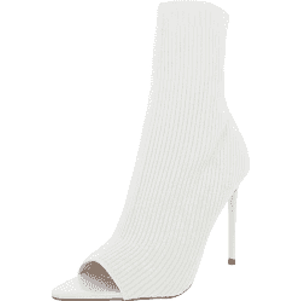 Steve Madden White Forgo Pull on Peep Toe Knit Heel Size 7.5M
